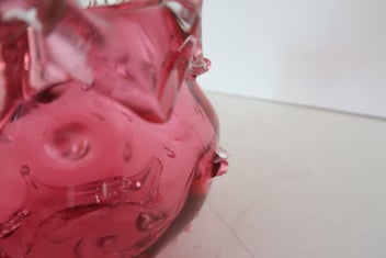 Listing 4 of 4 for ***TRULY STUNNING CRANBERRY AND CLEAR GLASS FOOTED BOWL***