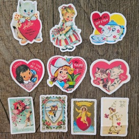 Listing 1 of 2 for DIE CUT VINTAGE STYLE VALENTINES DAY STICKERS 03