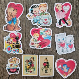 Listing 1 of 2 for DIE CUT VINTAGE STYLE VALENTINES DAY STICKERS 04