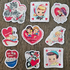 Listing 1 of 2 for DIE CUT VINTAGE STYLE VALENTINES DAY STICKERS 05