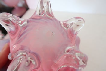 Listing 2 of 2 for ***STRIKING RUFFLED EDGED GLASS BOWL CLEAR GLASS FEET***