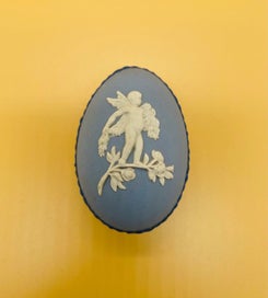 Listing 1 of 2 for Rare Wedgwood egg shape tri-colour blue Jasperware boxes