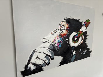 Listing 2 of 7 for Thinking DJ Monkey Pop Art Canvas on 120cm x 80cm Frame