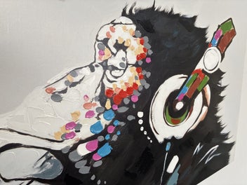 Listing 4 of 7 for Thinking DJ Monkey Pop Art Canvas on 120cm x 80cm Frame