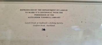 Listing 3 of 6 for Frame Print of Lunch Break at Seabrooks Clothing Factory