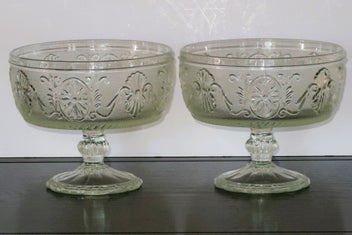 Listing 1 of 2 for ***GORGEOUS VINTAGE DEPRESSON GLASS FOOTED MATCHNG BOWLS***