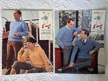 Listing 1 of 1 for 2 x VINTAGE EMU MEN'S KNITTING PATTERNS