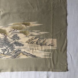 Listing 5 of 12 for Vintage Japanese Silk Fabric Piece Decorative Green Kimono Panel