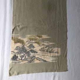 Listing 7 of 12 for Vintage Japanese Silk Fabric Piece Decorative Green Kimono Panel