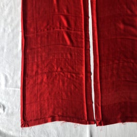 Listing 3 of 9 for Vintage Red Japanese Silk Fabric Pieces X2