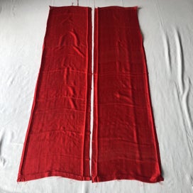 Listing 4 of 9 for Vintage Red Japanese Silk Fabric Pieces X2