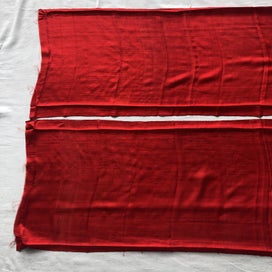 Listing 5 of 9 for Vintage Red Japanese Silk Fabric Pieces X2