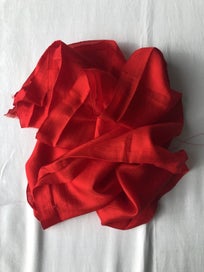 Listing 7 of 9 for Vintage Red Japanese Silk Fabric Pieces X2