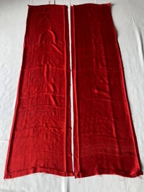 Listing 6 of 9 for Vintage Red Japanese Silk Fabric Pieces X2