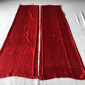 Listing 9 of 9 for Vintage Red Japanese Silk Fabric Pieces X2