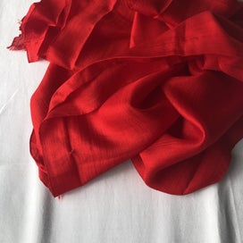 Listing 8 of 9 for Vintage Red Japanese Silk Fabric Pieces X2