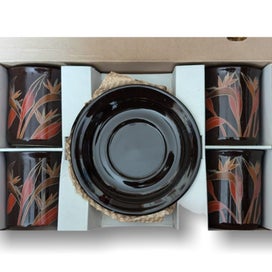 Listing 1 of 7 for Made in NZ & BNIOB. Crown Lynn 8 Piece 'Mocha' Coffee Set 'Birds of Paradise'.