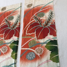 Listing 6 of 19 for Vintage Decorative Silk Fabric PIeces X2