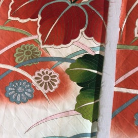 Listing 9 of 19 for Vintage Decorative Silk Fabric PIeces X2