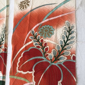 Listing 10 of 19 for Vintage Decorative Silk Fabric PIeces X2