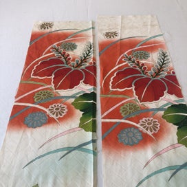 Listing 16 of 19 for Vintage Decorative Silk Fabric PIeces X2