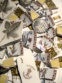 Listing 3 of 3 for MOSAICS~ "Fenton 1/2 Cups & Maple Leaf Florals" Hand Cut Porcelain & Tile Mix!