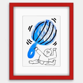 Listing 7 of 20 for The Red & Blue Story No 3 | Vintage Wall Art | Framed Print 1/20