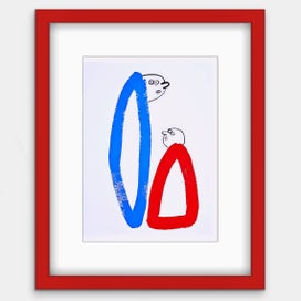 Listing 13 of 20 for The Red & Blue Story No 3 | Vintage Wall Art | Framed Print 1/20