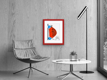 Listing 2 of 20 for The Red & Blue Story No 16 | Vintage Wall Art | Framed Print 1/20