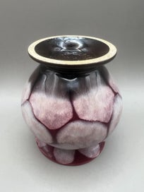 Listing 3 of 4 for West German Pottery Bay Keramik Burgundy & Pink Drip Glaze Vase 560-12