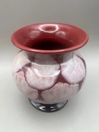 Listing 2 of 4 for West German Pottery Bay Keramik Burgundy & Pink Drip Glaze Vase 560-12