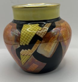Listing 3 of 6 for Rare Art Deco Carlton Ware Shape 467 Squat Vase - Pattern 3655 "Jazz Stitch"