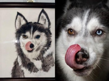 Listing 2 of 3 for High-End Hand-Painted Ceramic Pet Portrait Plaque