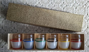 Listing 9 of 13 for Boxed set of 6 multi-coloured whisky glasses - unused