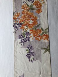 Listing 4 of 20 for Vintage Japanese Silk Floral Fabric Piece Old Obi Panel