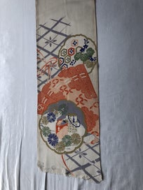 Listing 3 of 19 for Vintage Japanese Silk Fabric Piece Old Textile Obi Panel