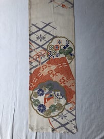 Listing 4 of 19 for Vintage Japanese Silk Fabric Piece Old Textile Obi Panel