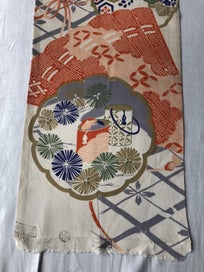 Listing 6 of 19 for Vintage Japanese Silk Fabric Piece Old Textile Obi Panel