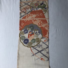 Listing 10 of 19 for Vintage Japanese Silk Fabric Piece Old Textile Obi Panel