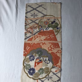 Listing 12 of 19 for Vintage Japanese Silk Fabric Piece Old Textile Obi Panel
