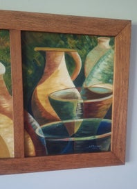 Listing 6 of 12 for +++ WELL-EXECUTED "LORRAINE V. ROONEY - TRIPTYCH" STILL LIFE OIL PAINTING +++