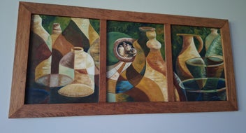 Listing 7 of 12 for +++ WELL-EXECUTED "LORRAINE V. ROONEY - TRIPTYCH" STILL LIFE OIL PAINTING +++