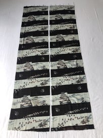Listing 3 of 12 for Japanese Vintage Oriental Printed Fabric Pieces X2 Old Kimono Panels