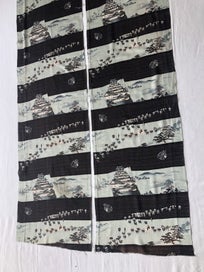Listing 4 of 12 for Japanese Vintage Oriental Printed Fabric Pieces X2 Old Kimono Panels