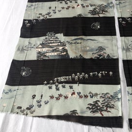 Listing 8 of 12 for Japanese Vintage Oriental Printed Fabric Pieces X2 Old Kimono Panels