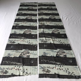 Listing 12 of 12 for Japanese Vintage Oriental Printed Fabric Pieces X2 Old Kimono Panels