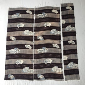 Listing 2 of 17 for Vintage Japanese Fabric Old Printed Silk Kimono Panels X3