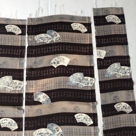 Listing 4 of 17 for Vintage Japanese Fabric Old Printed Silk Kimono Panels X3