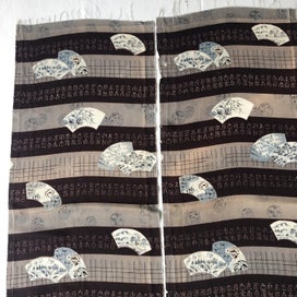 Listing 7 of 17 for Vintage Japanese Fabric Old Printed Silk Kimono Panels X3