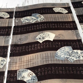 Listing 8 of 17 for Vintage Japanese Fabric Old Printed Silk Kimono Panels X3